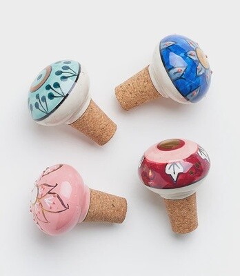 Jalini Hand Painted Wine Stopper Cork - assorted