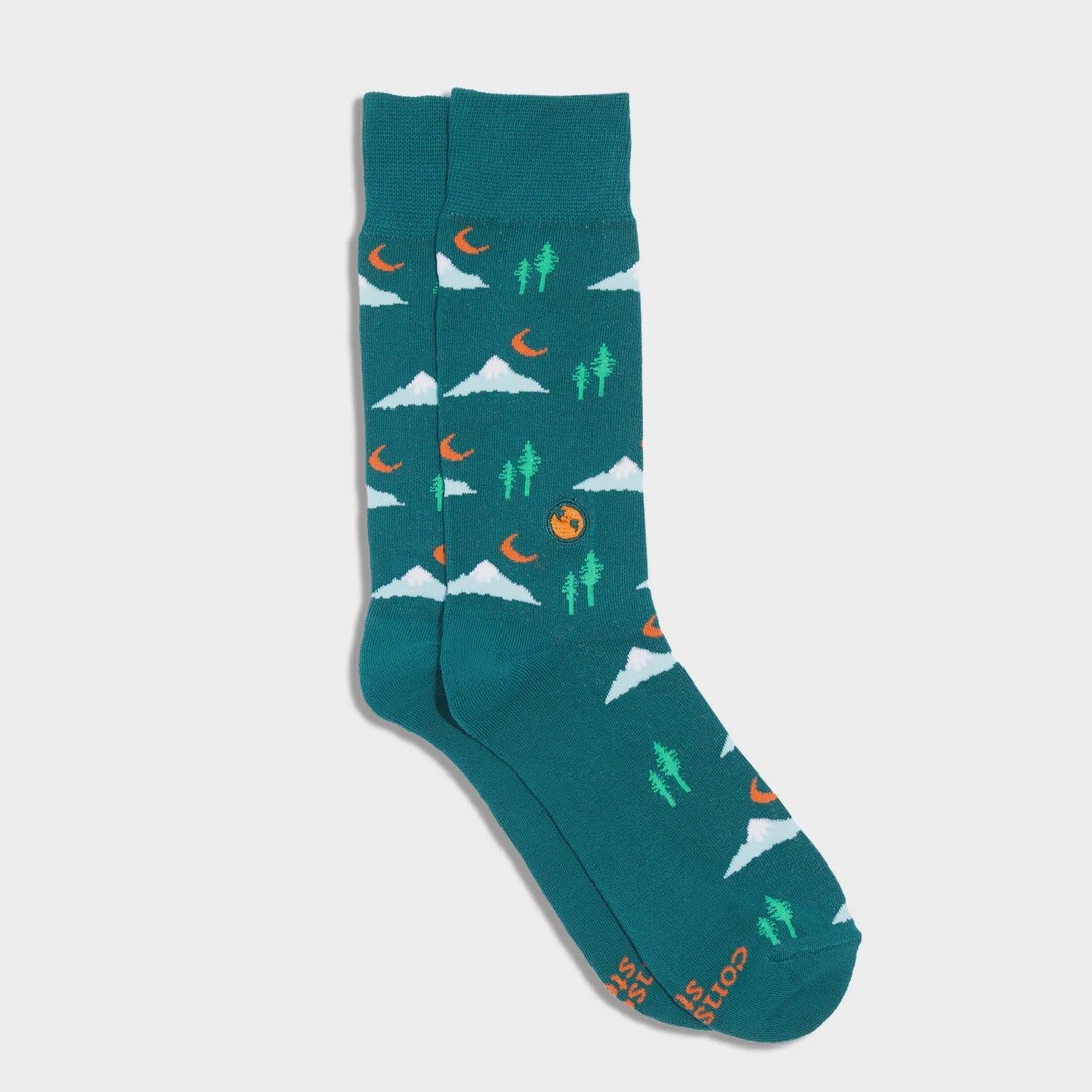 Discovery Socks that Protect our Planet (Green Mountains), Size: Small