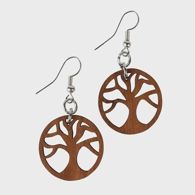 Tree of Life Dangle Wood Earrings