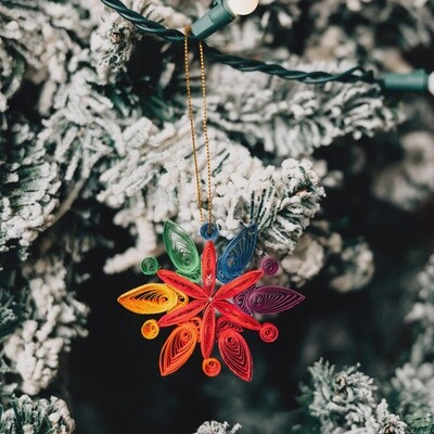 Rainbow Snowflake Quilled Ornament