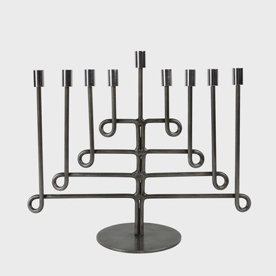 Antiqued Twisted Iron Menorah