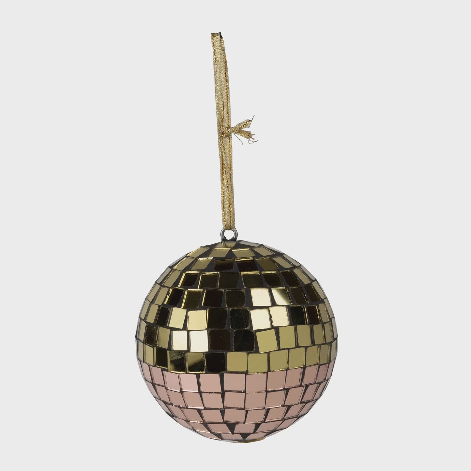 Rose Gold Disco Ball Ornament 4in pickup only