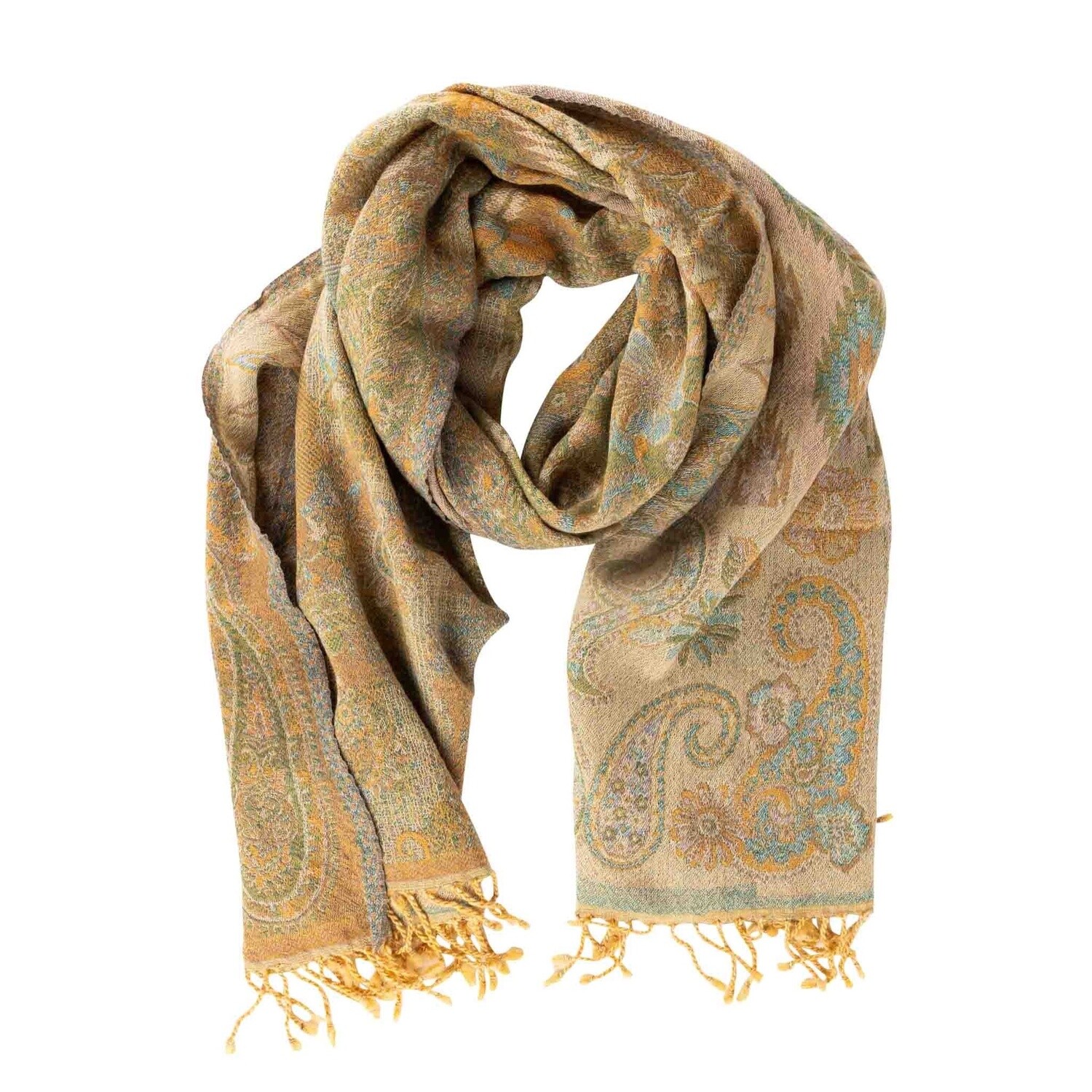 Desert Sand Paisley Wool Scarf