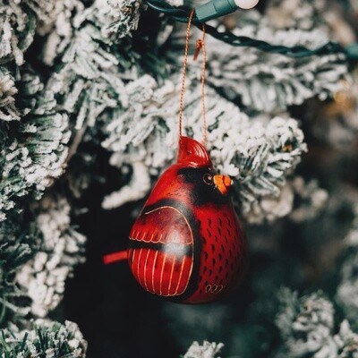 Cardinal Round Gourd Ornament
