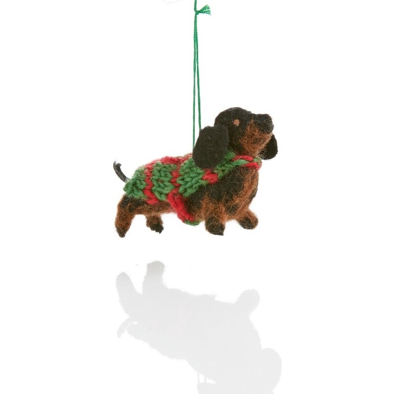 Felted Dachshund Ornament