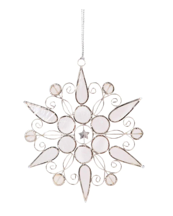 White Snowflake Capiz Ornament