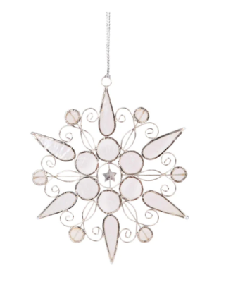 White Snowflake Capiz Ornament