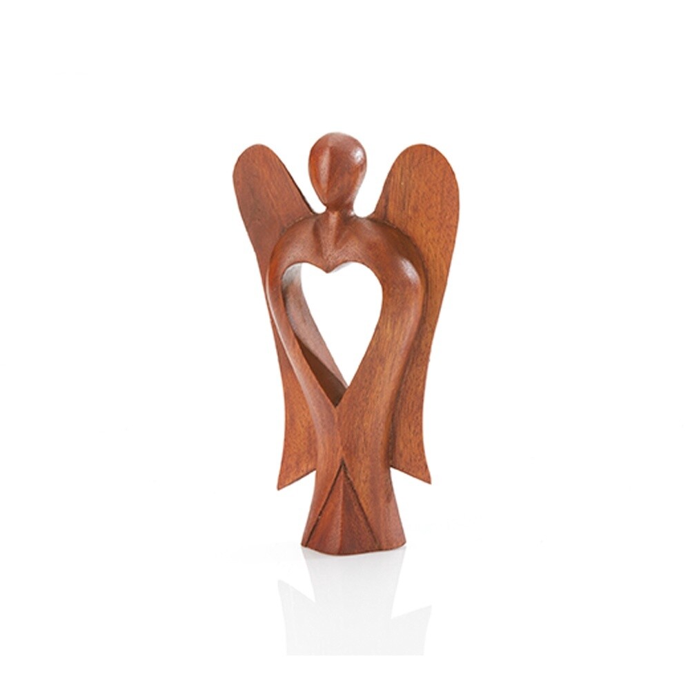 Acacia Carved Heart Angel
