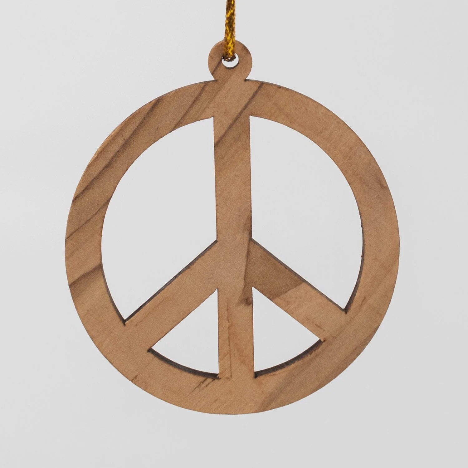 Olive Wood Peace Symbol Ornament