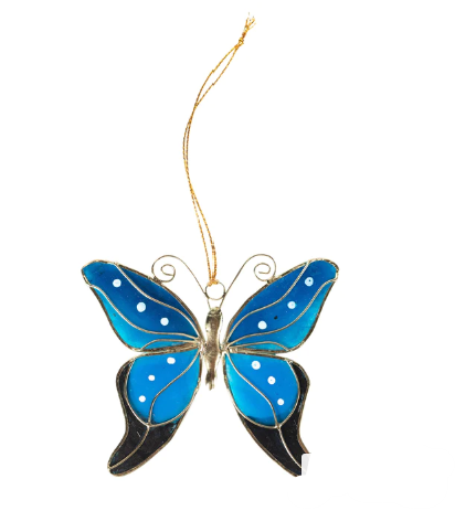 Blue Butterfly Capiz Ornament