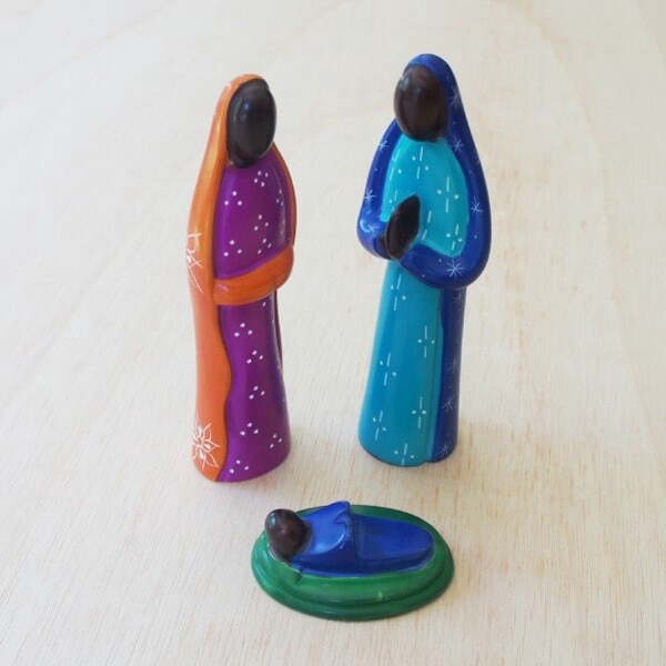 Colorful 3 Piece Stone Nativity