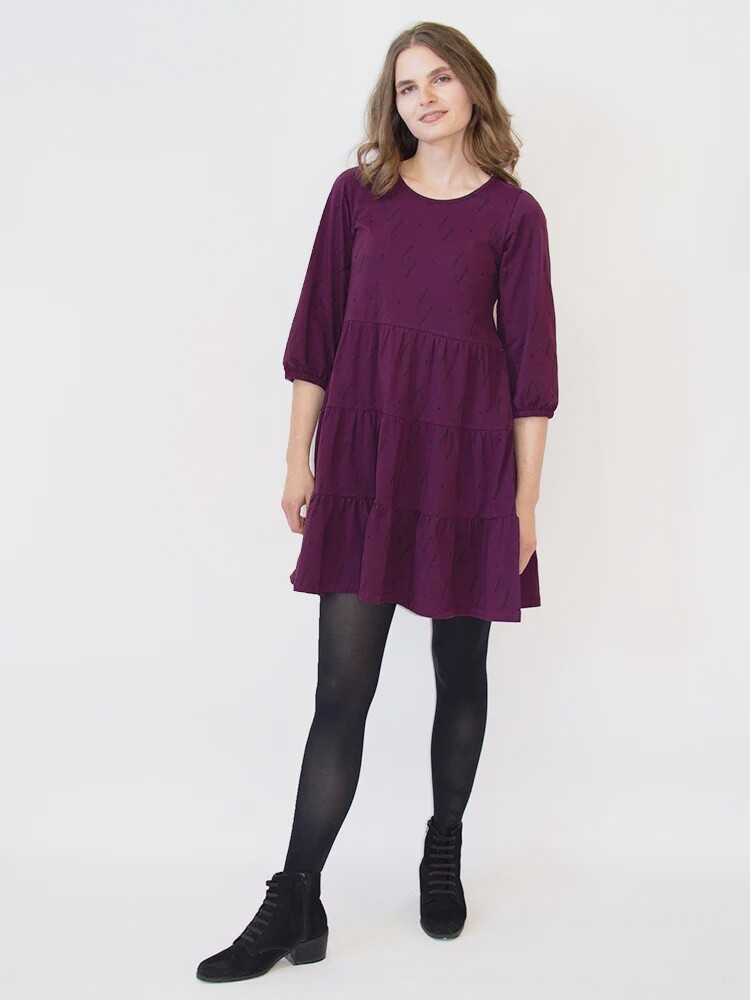 Bellini Long Sleeve Dress Diamond Vine Dark Purple