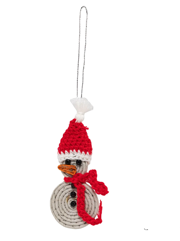 Snug Snowman Newspaper Ornament