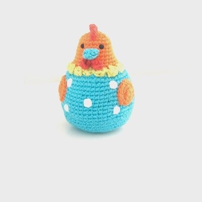 Baby Chicken Rattle in Turquoise