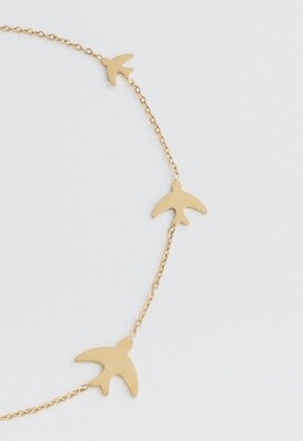 Swallow Trio Necklace in Gold