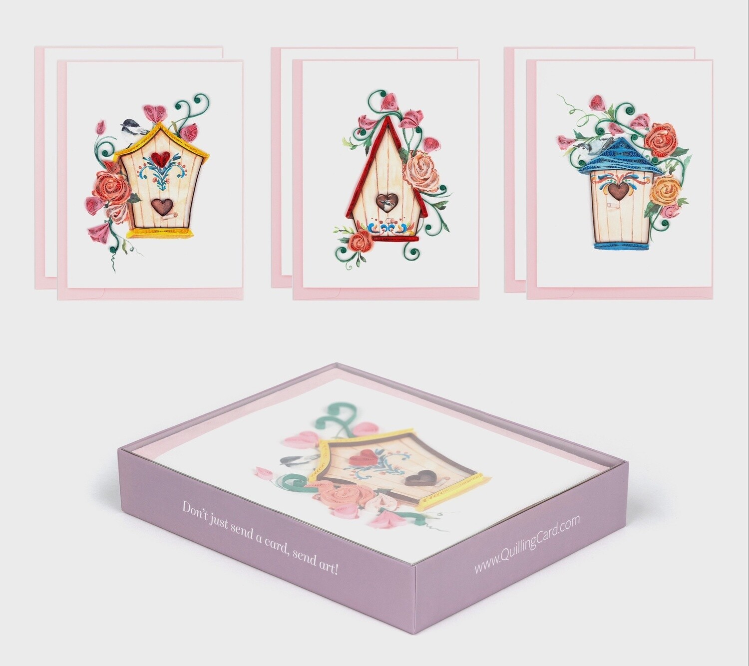 Quilled Birdhouses Note Card Box Set of 6