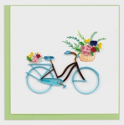 Bicycle with Flower Basket Quilling Card