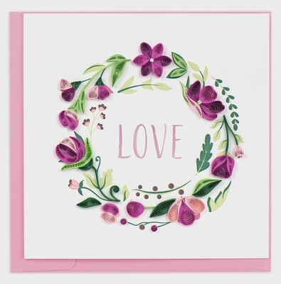 Love Floral Wreath Quilling Card