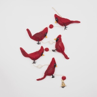 Red cardinal Felt Garland with bell