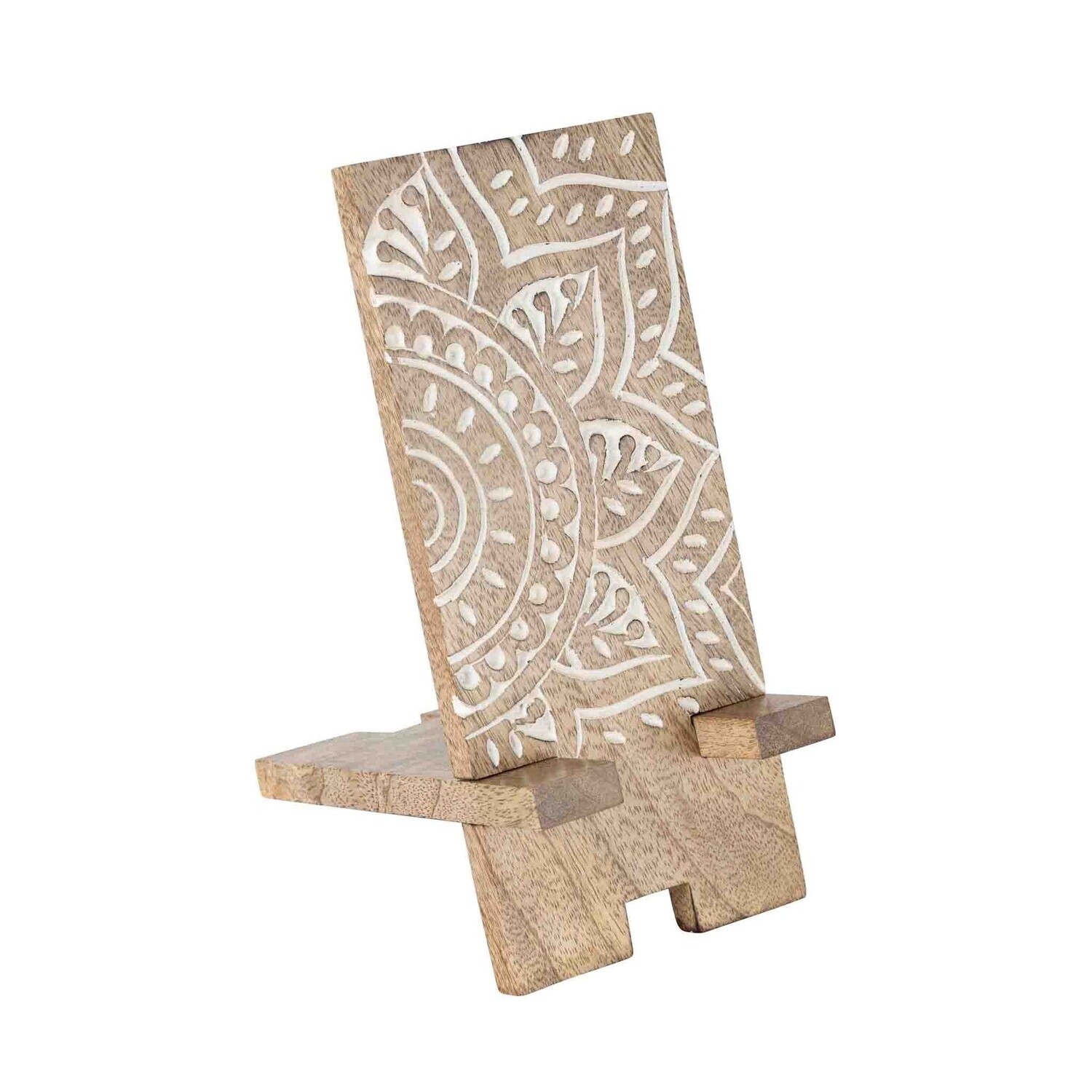 Vasai Mango Wood Phone Stand - Mandala