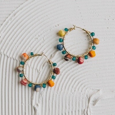 Akku Sari Bead Hoop Earrings