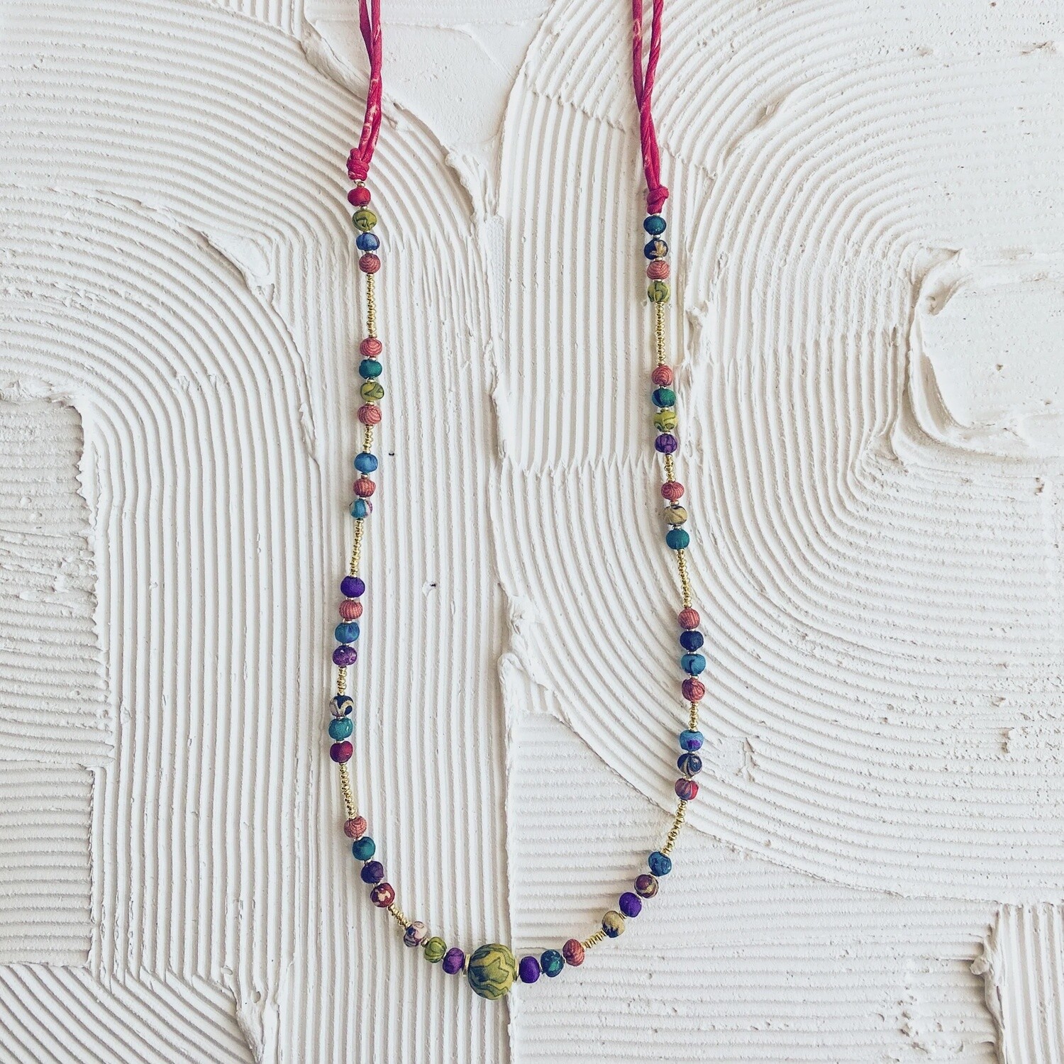 Kavya Recycled Sari Beaded Necklace