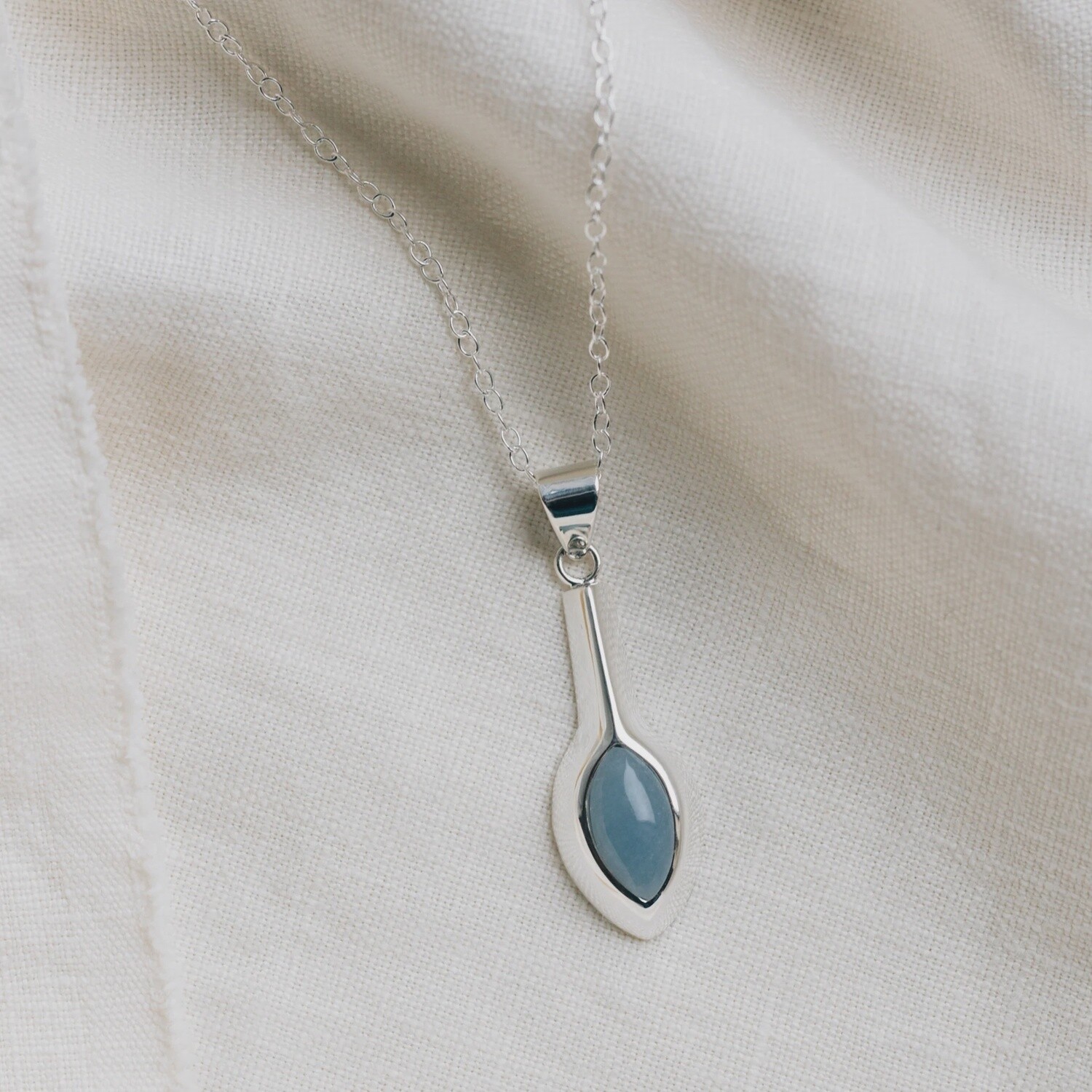 Celestial Silver Marquise Pendant Necklace