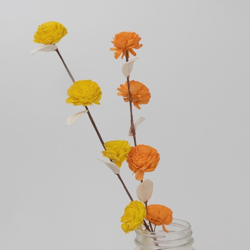 Sada Shola Wood Flower Collection - Citrine yellow/orange asst