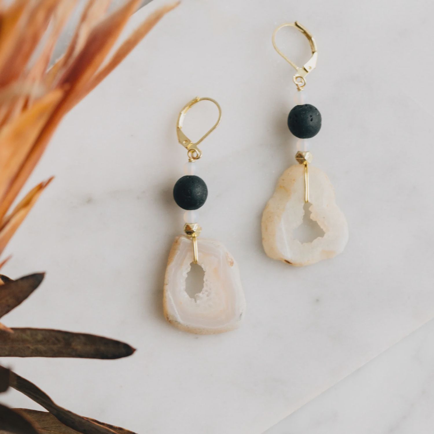 Parvati Druzy Stone Drop Earrings