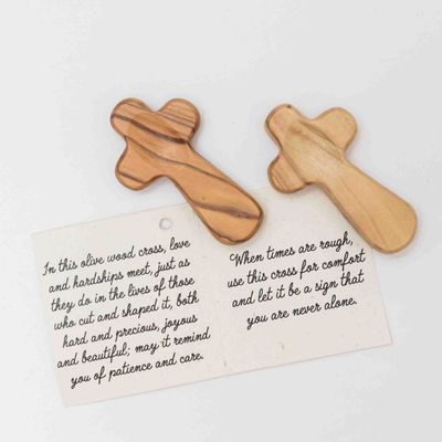 Duea Olive Wood Pocket Prayer Cross