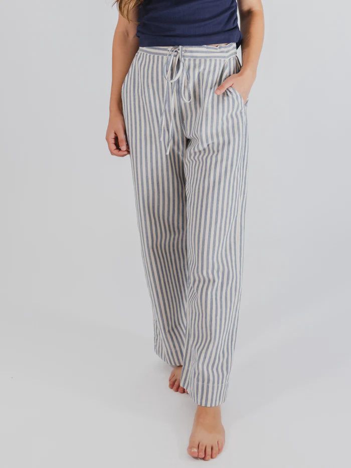 Emmy Drawstring Pant Pinstripe Blue