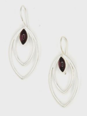 Leaf Drop Earrings - Silverplated Garnet