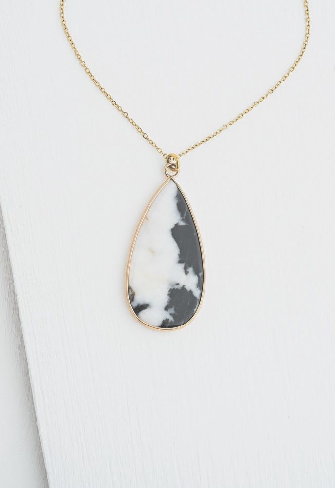 Everlasting Teardrop Necklace in Zebra Jasper Stone