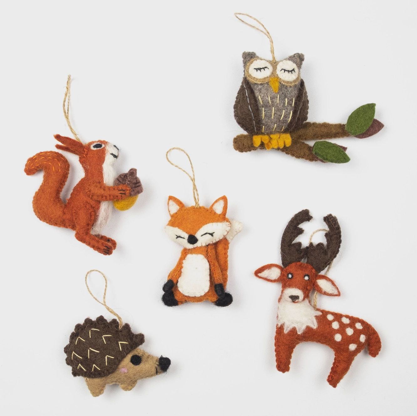 Felt Forest Animal Ornament Asst