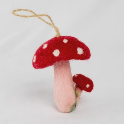 Felt Spotted Mushroom Ornament