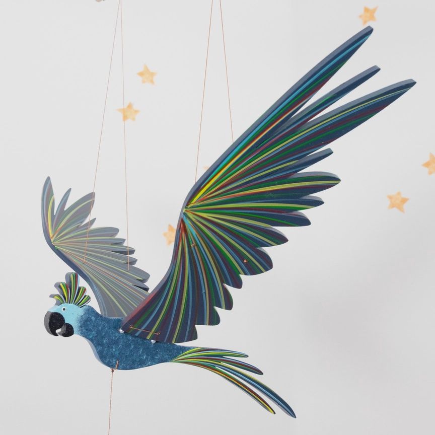 Blue Cockatiel Parrot Flying Bird Mobile