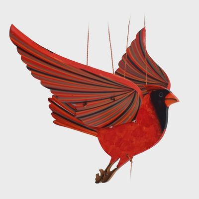 Cardinal Bird Flying Mobile