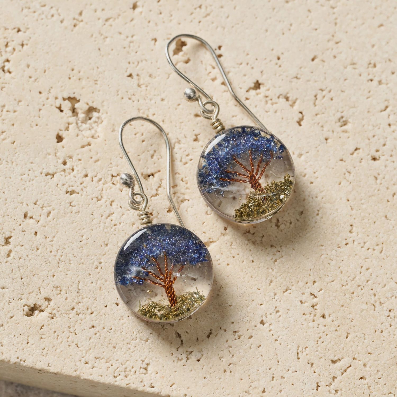 Life Tree Blue Drop Earrings