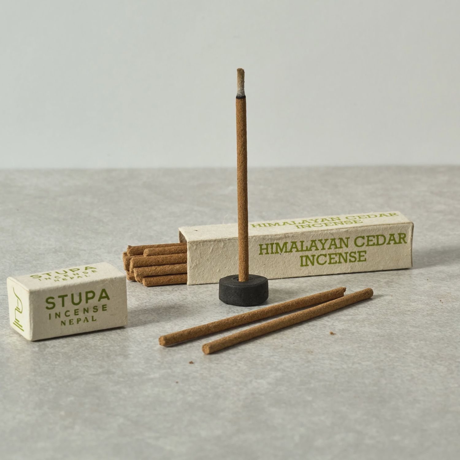 Cedar Incense Sticks &amp; Holder - Set of 15