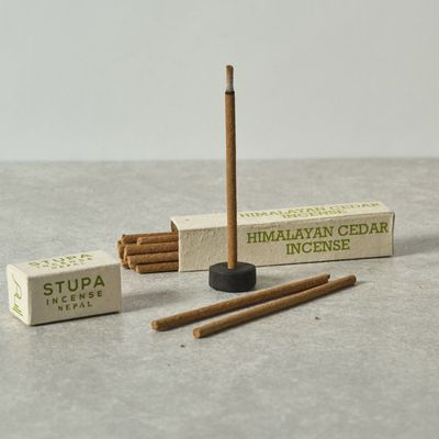 Cedar Incense Sticks &amp; Holder - Set of 15