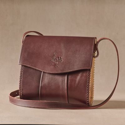 Kala Leather &amp; Olive Wood Crossbody Bag