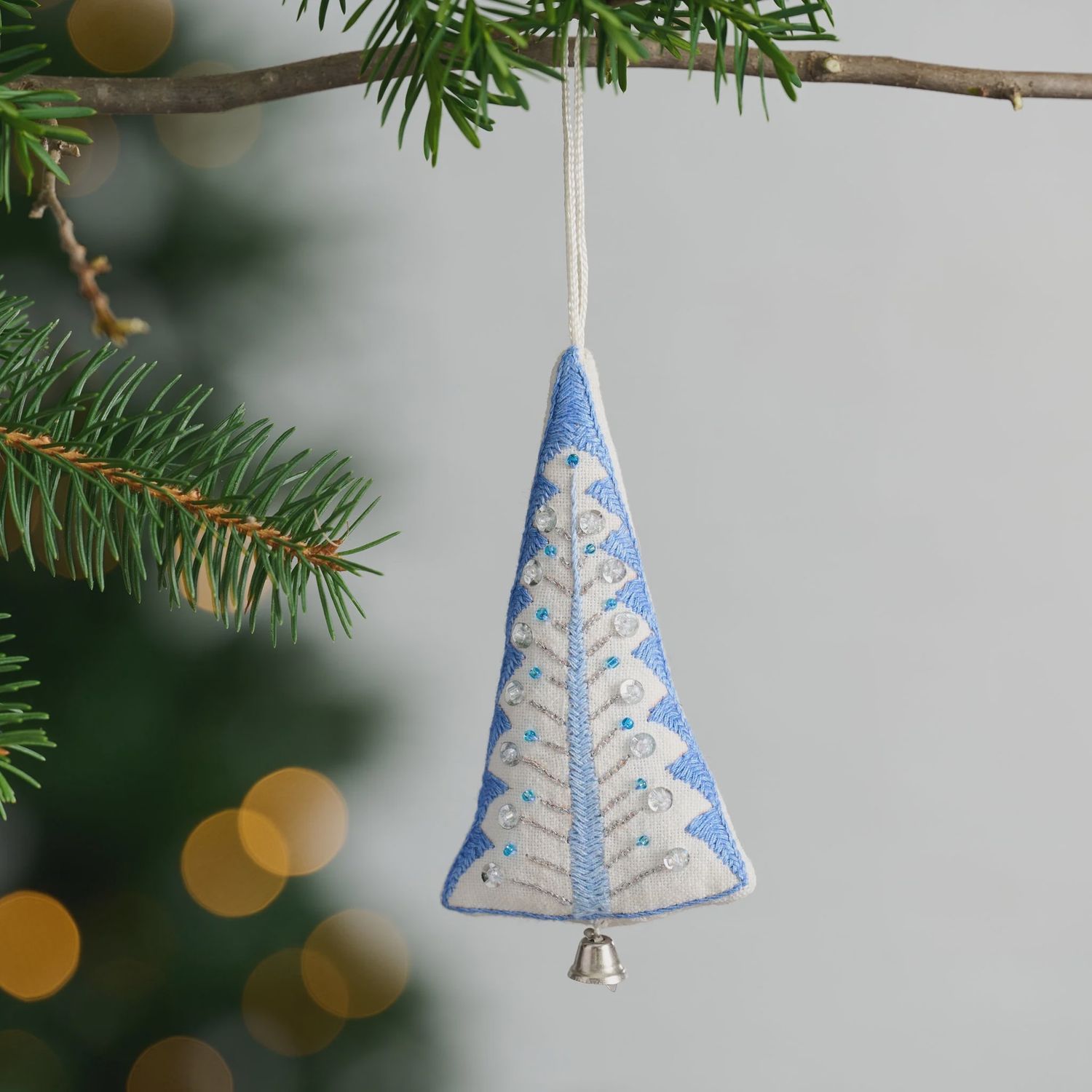 White Christmas Embroidered Ornament