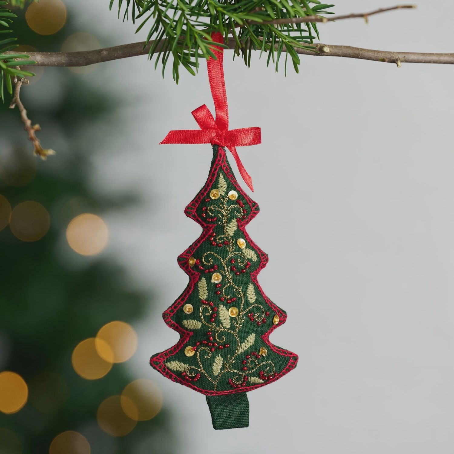 Adorned Christmas Tree Embroidered Ornament