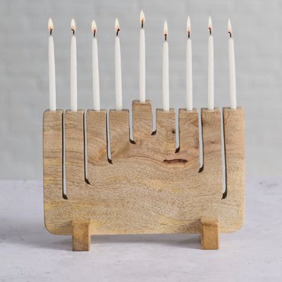 Modern Mango Wood Menorah