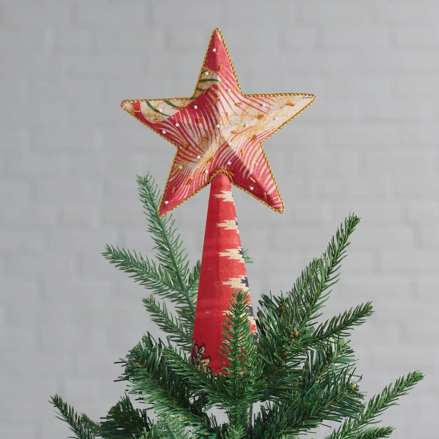 Upcycled Assorted Sari Star Tree Topper Asst
