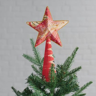 Upcycled Assorted Sari Star Tree Topper Asst
