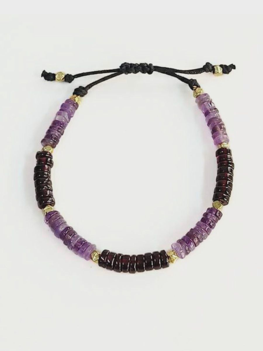 Elemental Stone Adjustable Bracelet Amethyst &amp; Garnet