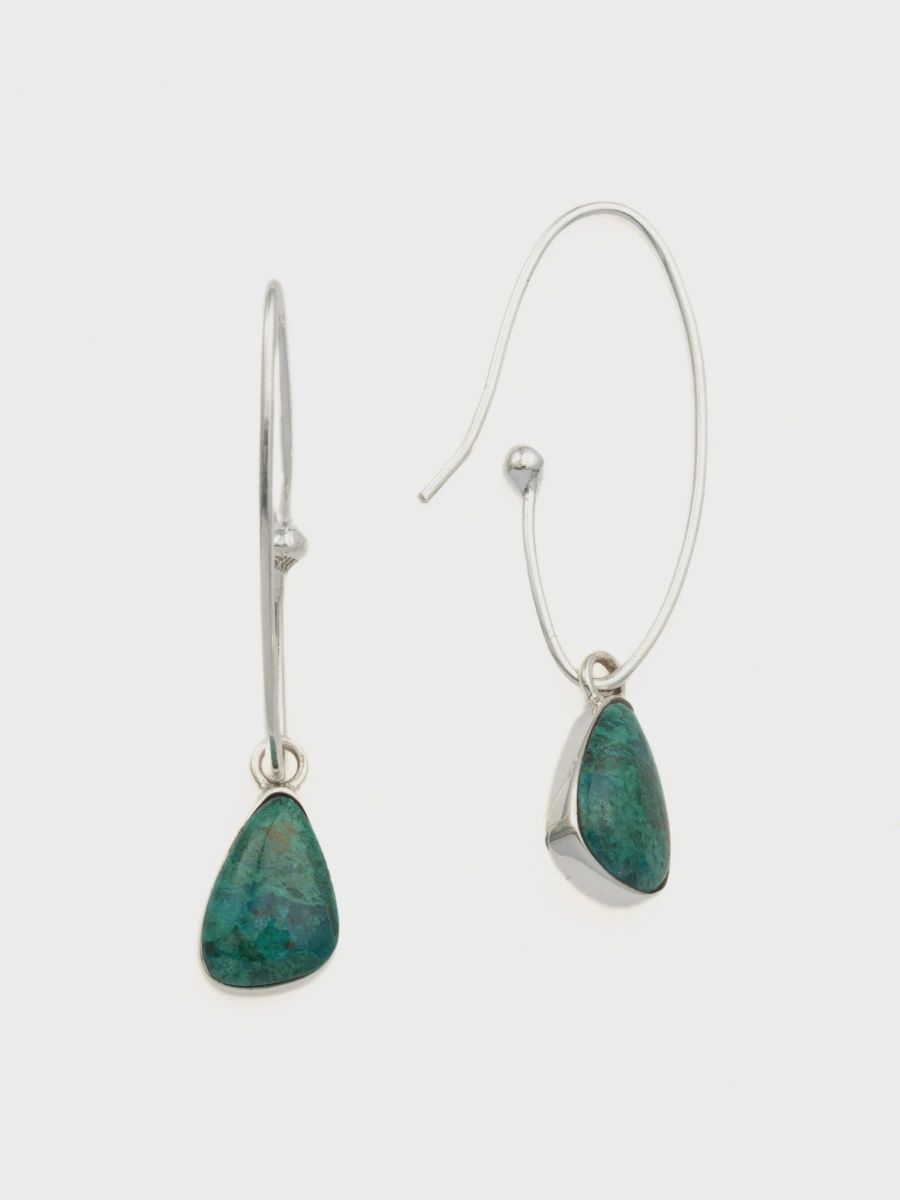 Tranquility Chrysocolla Sterling Silver Hoops