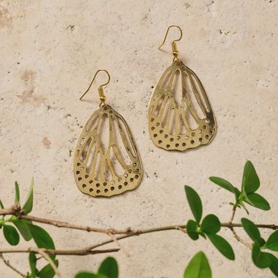 Golden Butterfly Wing Dangle Earrings