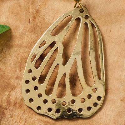 Golden Butterfly Wing Dangle Earrings